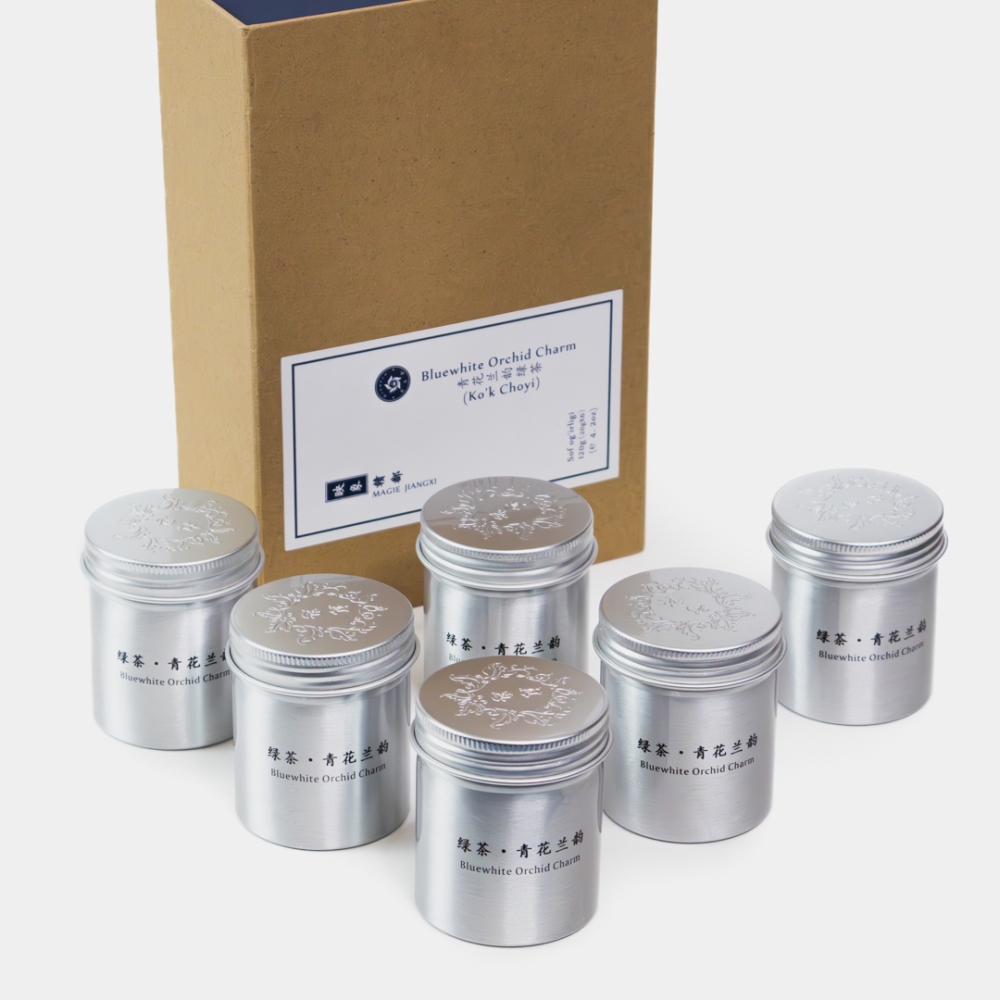 Riantea Bluewhite Orchid Charm Green Tea 6×20g — Премиальный зелёный чай Magic Jiangxi с ароматом орхидеи